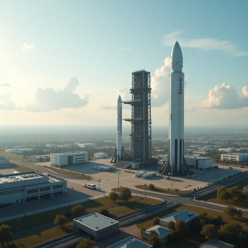 Flux Dev A futuristic cityscape featuring SpaceXs Starbase lau 0